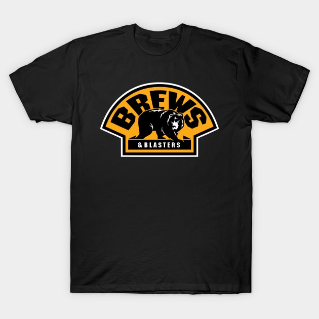 Brews and Blasters Hockey T-Shirt by RetroZap